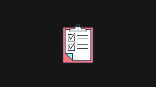 Animated Flat Design Clipboard Checklist Icon
