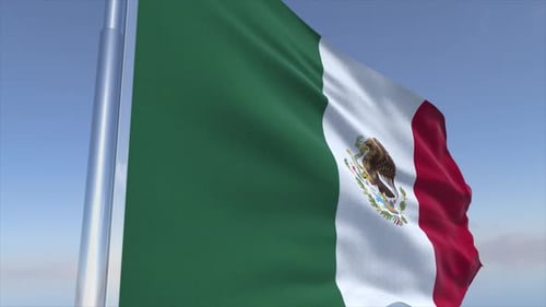 Realistic Mexico Flag Waving Animation