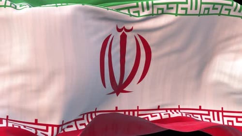 Iran National Flag Waving in Realistic Fabric Motion