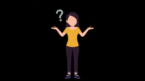 Chica confundida con tomar decisiones Animation HD en Alpha