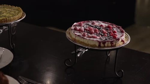 Berry cheesecake on elegant stand