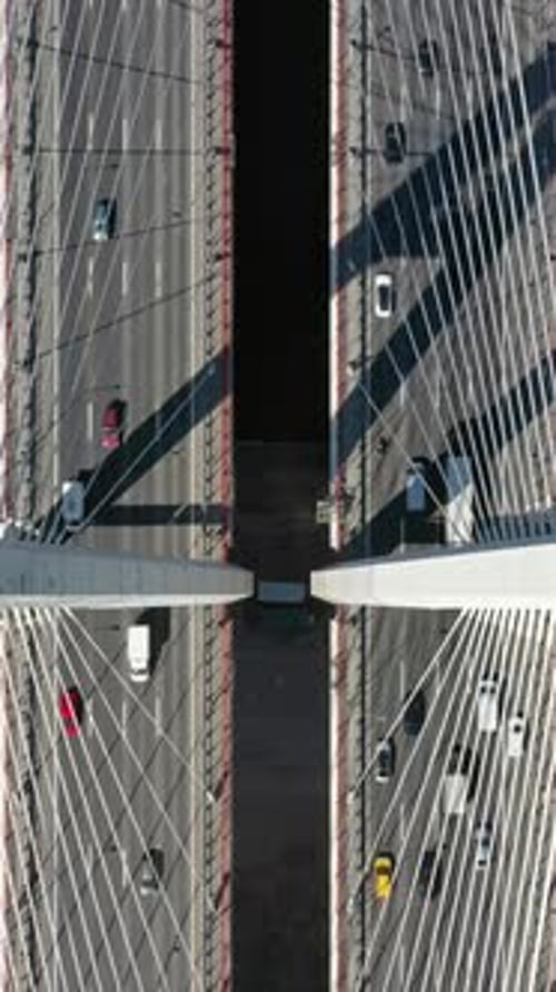 Cable-stayed bridge with cars