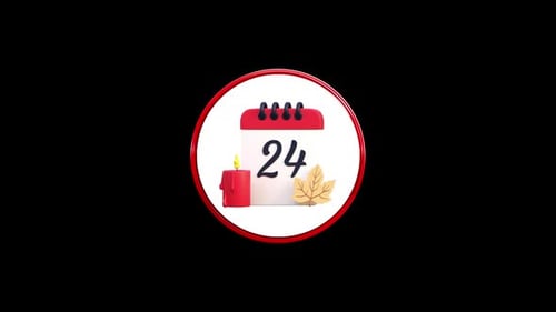 3D Animated Calendar Icon with Candle and Autumn Leaves