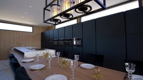 Elegant Table Setting in Modern Dining Room