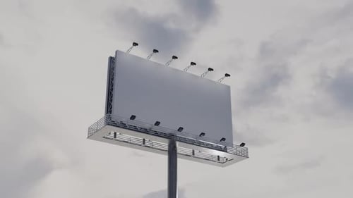 Modern 3D Billboard Reveal Against Cloudy Sky