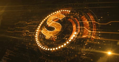 Dollar currency icon and USD money symbol digital concept loop