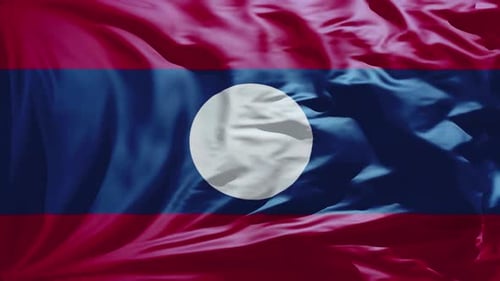 Waving National Flag of Laos Realistic Animation