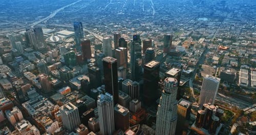 Thriving downtown of modern Los Angeles, California, USA.