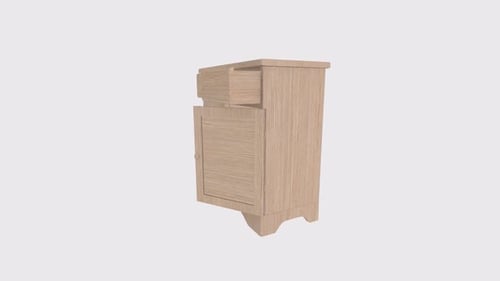 Wooden Cabinet rotation in loop on white background