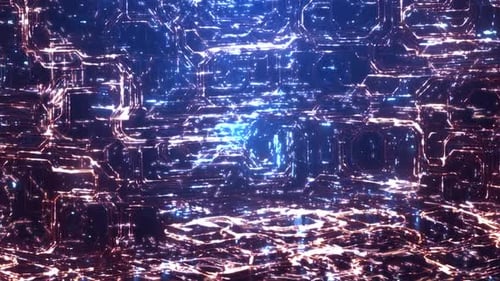 Endless Digital Network Loop: Flying Through Data and Circuitry for Big Data and Cloud Illustrations
