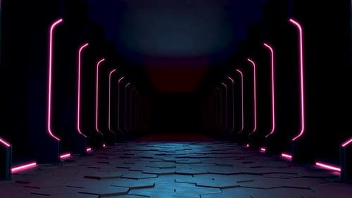 Futuristic Neon Tunnel Loop Background Animation