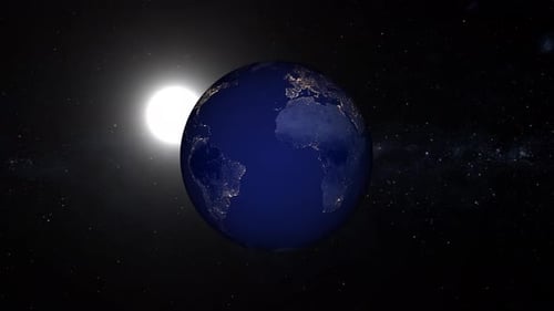 Rotating Earth with Sun in Space