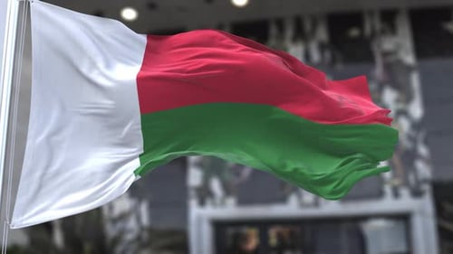 Realistic Waving Flag of Madagascar Animation