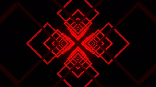 Red Neon Square Shapes Motion Background Vj Loop In 4K