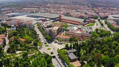 View From Above Beautiful Busy City with Historical Buildings Busy Traffic Intersection Famous