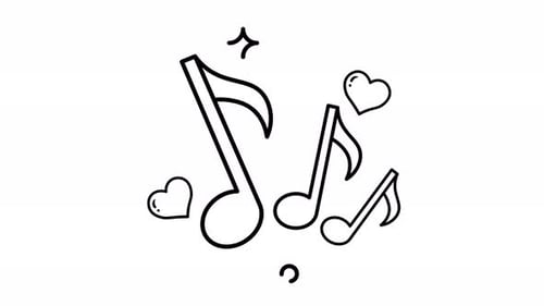 Animated Musical Notes and Hearts: A Lovely Melody