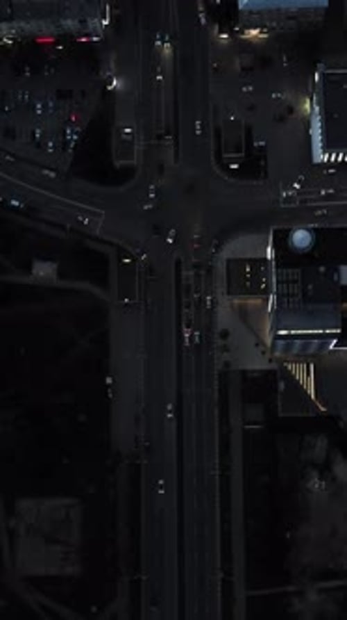 Aerial Twilight Kharkiv City Streets Traffic