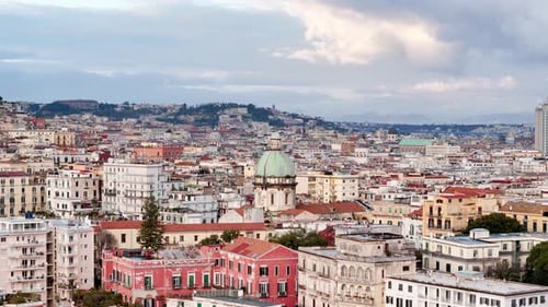 Drone shot of Naples historic center