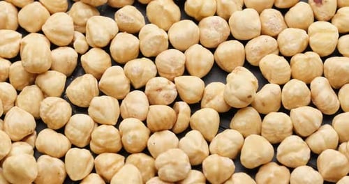 Pile of Fresh Shelled Hazelnuts Close Up