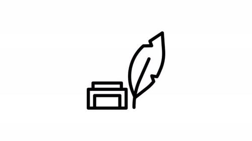 Minimalist Quill Pen and Inkwell Icon Animation