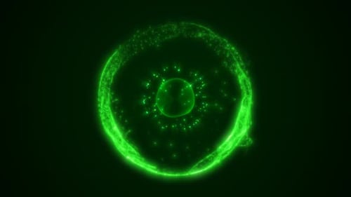 Energy green glowing cosmic magic sphere, futuristic round high-tech ball bright atom