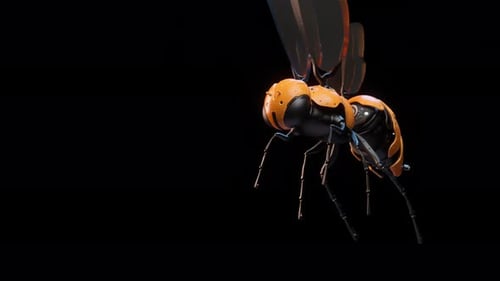 Futuristic 3D Robotic Bee Flying Animation