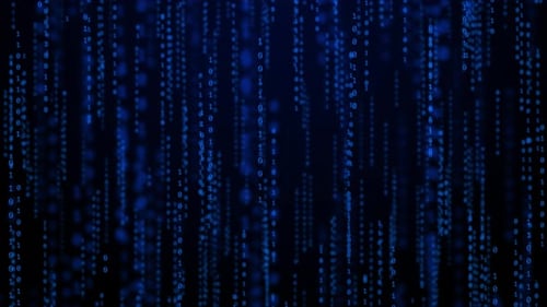 Code binaire : nombres décroissants, matrice, lettres tombantes