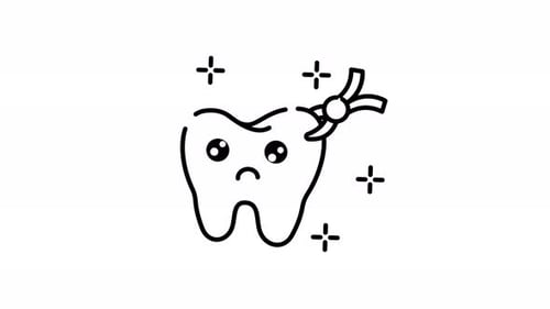 line art animation of Tooth Being Extracted