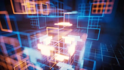 Digital cyberspace with glowing cross lines