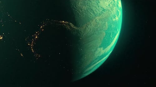 Rotating Earth from Space with Glowing City Lights