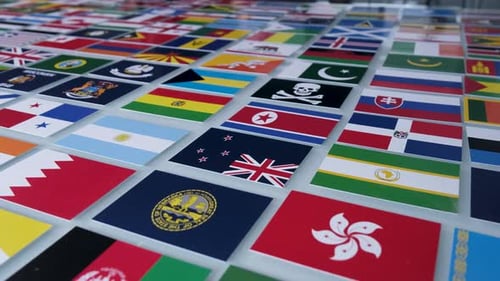 Rows of Colorful National Flags Displayed on Surface