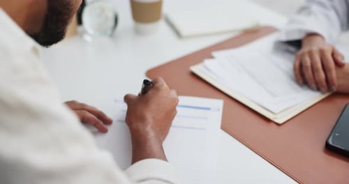 Signing Document in Office, Business Meeting