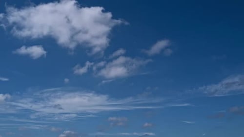 Dynamic Clouds Moving in a Bright Blue Sky