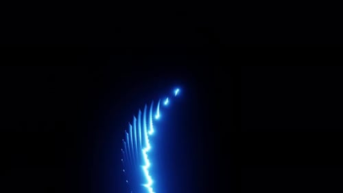 Blue abstract fan spirally rotates VJ loop overlay 3d render. Shimmering glare background