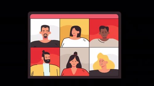 Business People Talking About Project by Video Call 4K Alpha Channel