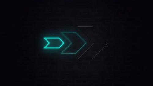 Animation Of Three Blue Neon Arrows Pointing To The Right on a black background