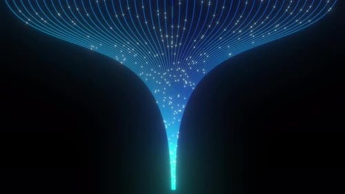 Flowing Blue Data Stream with White Particles