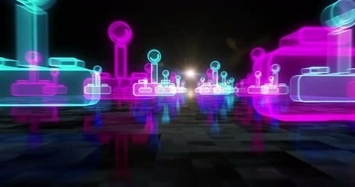 Joystick gaming symbols loop cyber concept