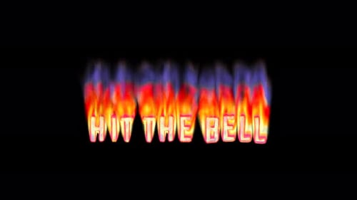 Appuyez sur The Bell - Texte gravé dans un feu pixellisé de style rétro. Animation 3D en boucle sur alpha.