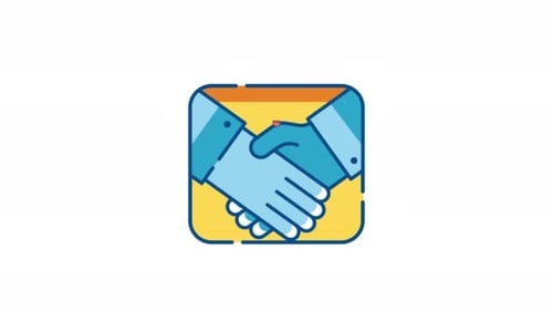 Animated Handshake Icon with Checkmark for Business Agreement