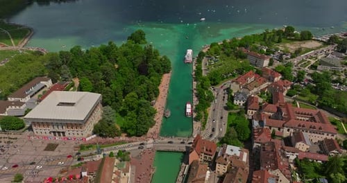 Aerial View of Annecy City Touristic Place in France