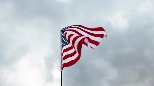 American Flag Waving in the Wind