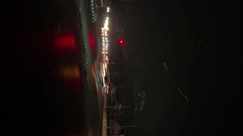 Vertical Night Traffic Cars In City