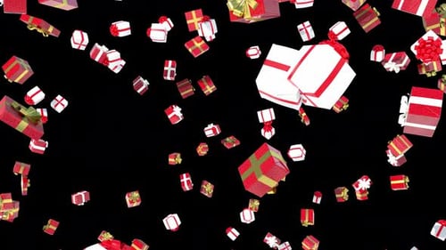 Falling Gift Boxes Alpha Channel Overlay for Festive Celebrations