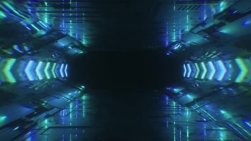 Sci Fi Digital Glowing Tunnel Futuristic Backdrop