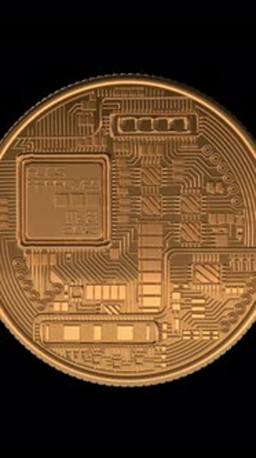 Golden 3D Bitcoin Coin Rotating Loop Animation