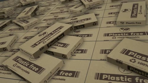 Plastic Free Recyclable Cardboard Boxes Sustainable Packaging Concept Animation