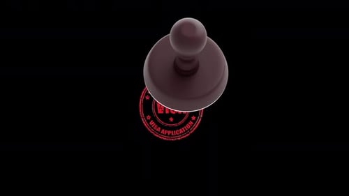 Animated Red Distressed Visa Application Stamp Reveal
