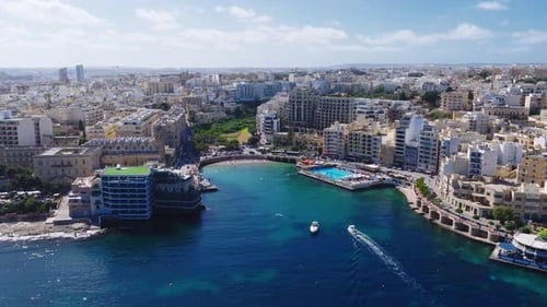 Aerial View of Balluta Bay and Balluta Parish Church in Sliema