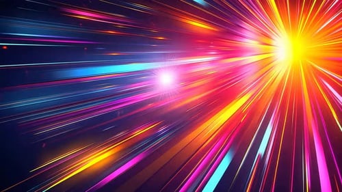 Lebendige, sich schnell bewegende Lichtstrahlen explodieren nach außen